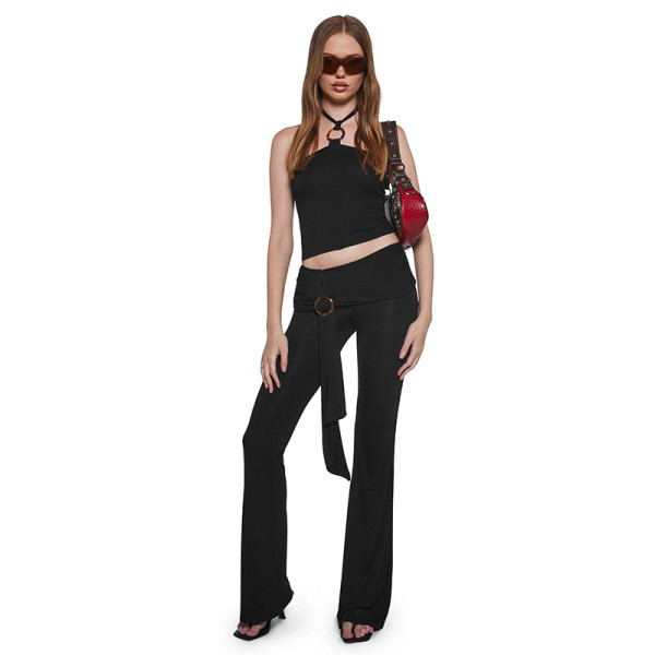 Solid Color Micro Flare Pants GDSF-Q25PT259