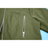 Long Sleeve Zipper Tops Two Piece Skrits Set YF-10888