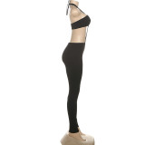 Backless Halterneck Solid Color Jumpsuit XEF-K25Q79068