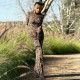 Long Sleeve Print Pleated Maxi Dress XEF-K25D79845