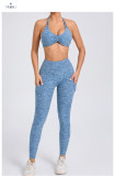 Halterneck Solid Tops Sport Yoga Pants Suit GQSA-74068/46442