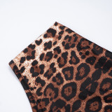 Leopard Print Twist-Knot Patchwork Romper MXBF-J25RP214