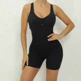 Solid Color Hollow Out Sport Romper GQSA-21431