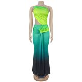 Sexy Off-Shoulder Gradient Color Maxi Dress BY-7473