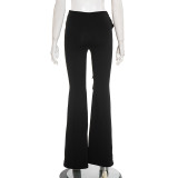 Solid Color Micro Flare Pants GDSF-Q25PT259