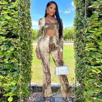 Print Long Sleeve T Shirt Two Piece Pant Set GYHF-9638SD