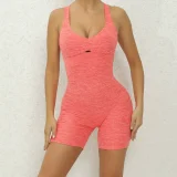 Solid Color Hollow Out Sport Romper GQSA-21431