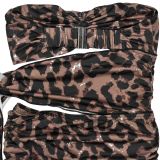 Leopard Print Tube Top Backless Maxi Dress BY-7501