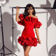 Solid Color Off Shoulder Ruffles Dress CYA-901904