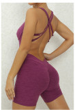 Solid Color Hollow Out Sport Romper GQSA-21431