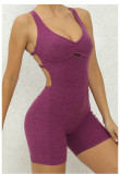 Solid Color Hollow Out Sport Romper GQSA-21431