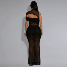 See Through Mesh Dress Two Piece Set BY-7492
