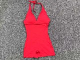 Solid Color Halterneck Tie Up Sport Romper GQSA-2283