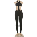 Backless Halterneck Solid Color Jumpsuit XEF-K25Q79068