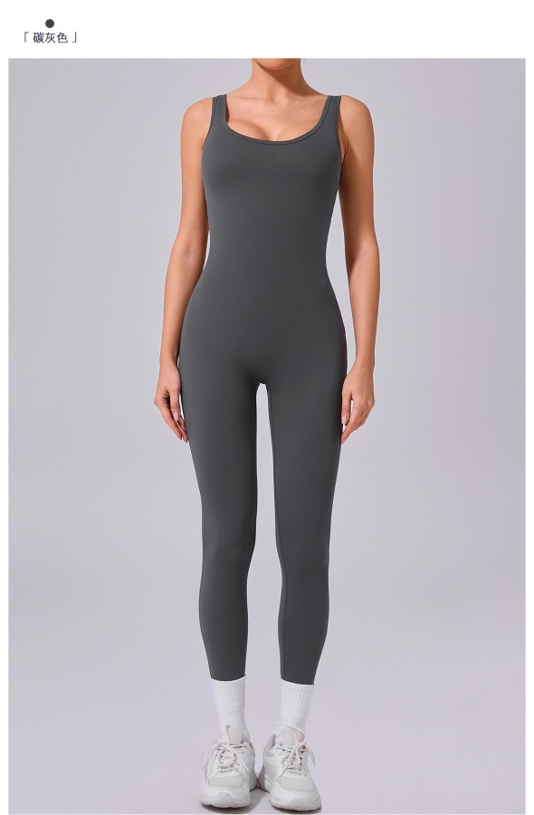 Sleeveless Solid Color Yoga Sport Jumpsuit GQSA-24606