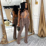Leopard Print Backless Slim Jumpsuit BY-7495