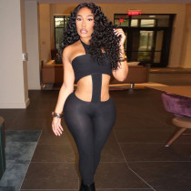 Backless Halterneck Solid Color Jumpsuit XEF-K25Q79068