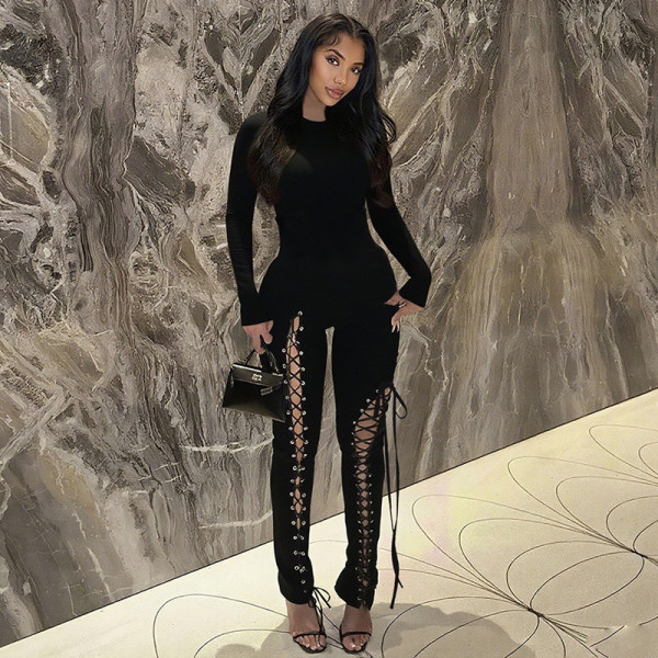 Hollow Out Bandage Skinny Jumpsuit DLSF-K25Q80633