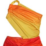 Sexy Off-Shoulder Gradient Color Maxi Dress BY-7473