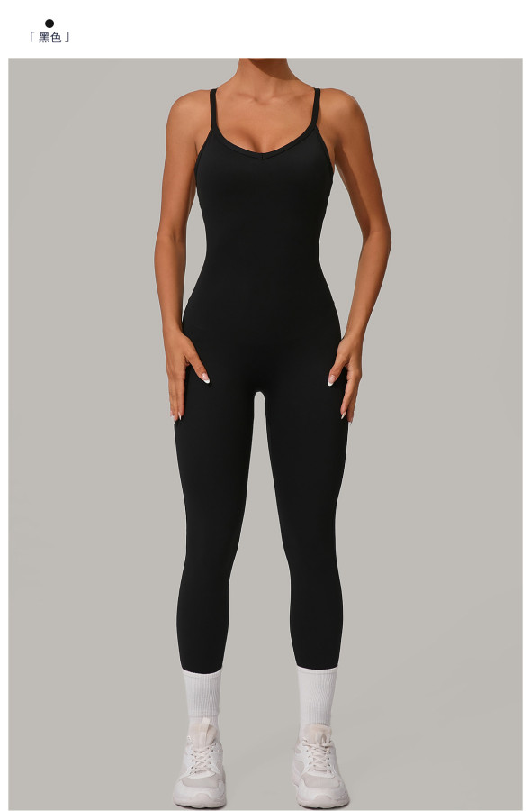 Adjustable Buckle Cross Sports Yoga Jumpsuit GQSA-8376