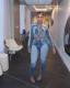 Contrast Color Long Sleeve Denim Two Piece Pants Set NYF-8196