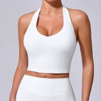 Solid Color Halterneck Backless Sport Tank Tops GQSA-11359