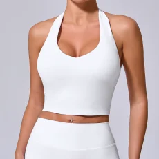 Solid Color Halterneck Backless Sport Tank Tops GQSA-11359