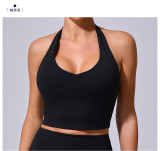 Solid Color Halterneck Backless Sport Tank Tops GQSA-11359