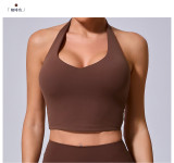 Solid Color Halterneck Backless Sport Tank Tops GQSA-11359