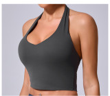 Solid Color Halterneck Backless Sport Tank Tops GQSA-11359