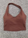 Solid Color Halterneck Backless Sport Tank Tops GQSA-11359