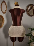 Knits Halterneck Backless Mini Dress YWXS-K25L1003