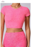 Solid Color Backless Short Sleeve Sport Tops GQSA-71240
