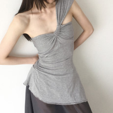 Solid Color Kink Irregular Tops GLRF-NK38402