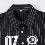 Stripe Letter Print Long Sleeve Shirts GLRF-NK41328