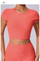 Solid Color Backless Short Sleeve Sport Tops GQSA-71240