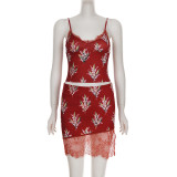 Print Mesh Patchwork Two Piece Skirts Set GLRF-NK40183