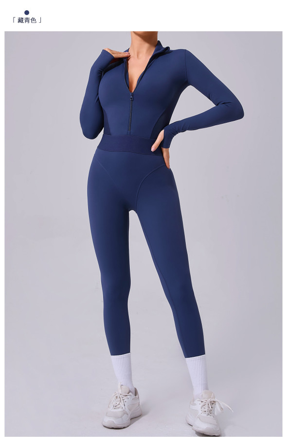 Mesh Patchwork Long Sleeve Sport Jumspuit GQSA-80426