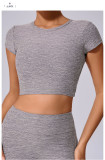Solid Color Backless Short Sleeve Sport Tops GQSA-71240