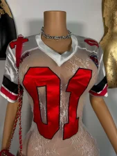 Letter Embroidered Lace See Through Mini Dress YWXS-K25L934