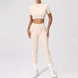 Short Sleeve Sport Yoga Two Piece Shorts Set GQSA-4510/87652