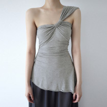 Solid Color Kink Irregular Tops GLRF-NK38402