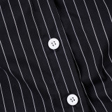 Stripe Letter Print Long Sleeve Shirts GLRF-NK41328
