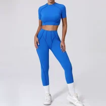 Short Sleeve Sport Yoga Two Piece Shorts Set GQSA-4510/87652