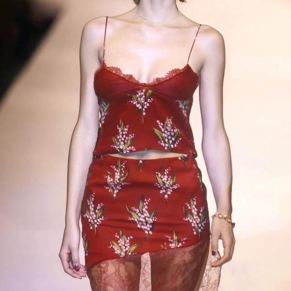 Print Mesh Patchwork Two Piece Skirts Set GLRF-NK40183