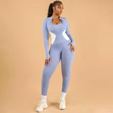 Contast Color Long Sleeve Two Piece Pants Set YWXS-K25L1152