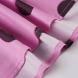 Polka Dot Print V Neck Tie Up Maxi Dress GLRF-NK40604