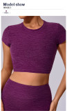 Solid Color Backless Short Sleeve Sport Tops GQSA-71240