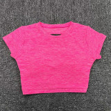 Solid Color Backless Short Sleeve Sport Tops GQSA-71240