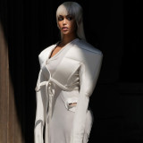 Wide Shoulder Long Sleeve Short Coat XEF-K25C78071